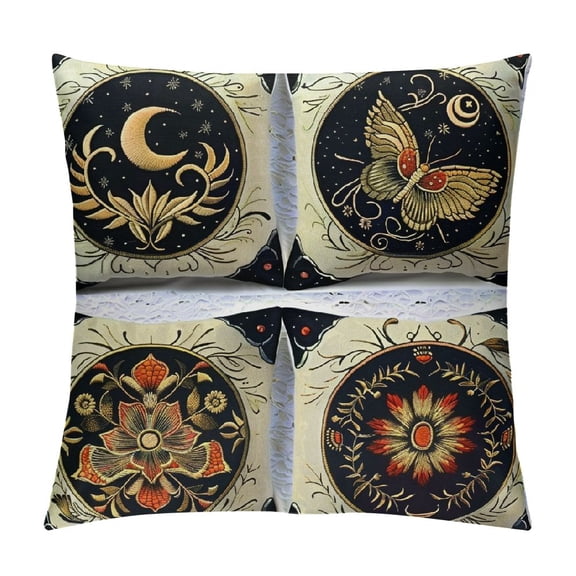 Bohemia Throw Pillow Covers Set of 4 Cosmic Moon Phases Pillow Covers Sun Moth Snake Square Pillow Case Outdoor Modern Cushion Covers Decorative for Couch Sofa Living Room Gift