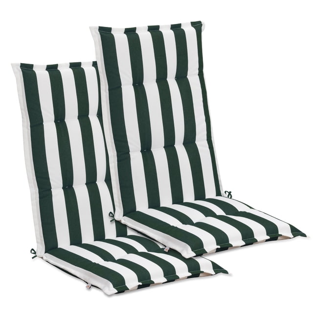Aoodor High Back Tufted Patio Chair Cushions Set of 2 for Outdoor Rocking Chairs, 47 x 21 x 2.4 Inch Patio Seat Cushions for Dining Chairs, Adirondack Chairs, Green Stripe