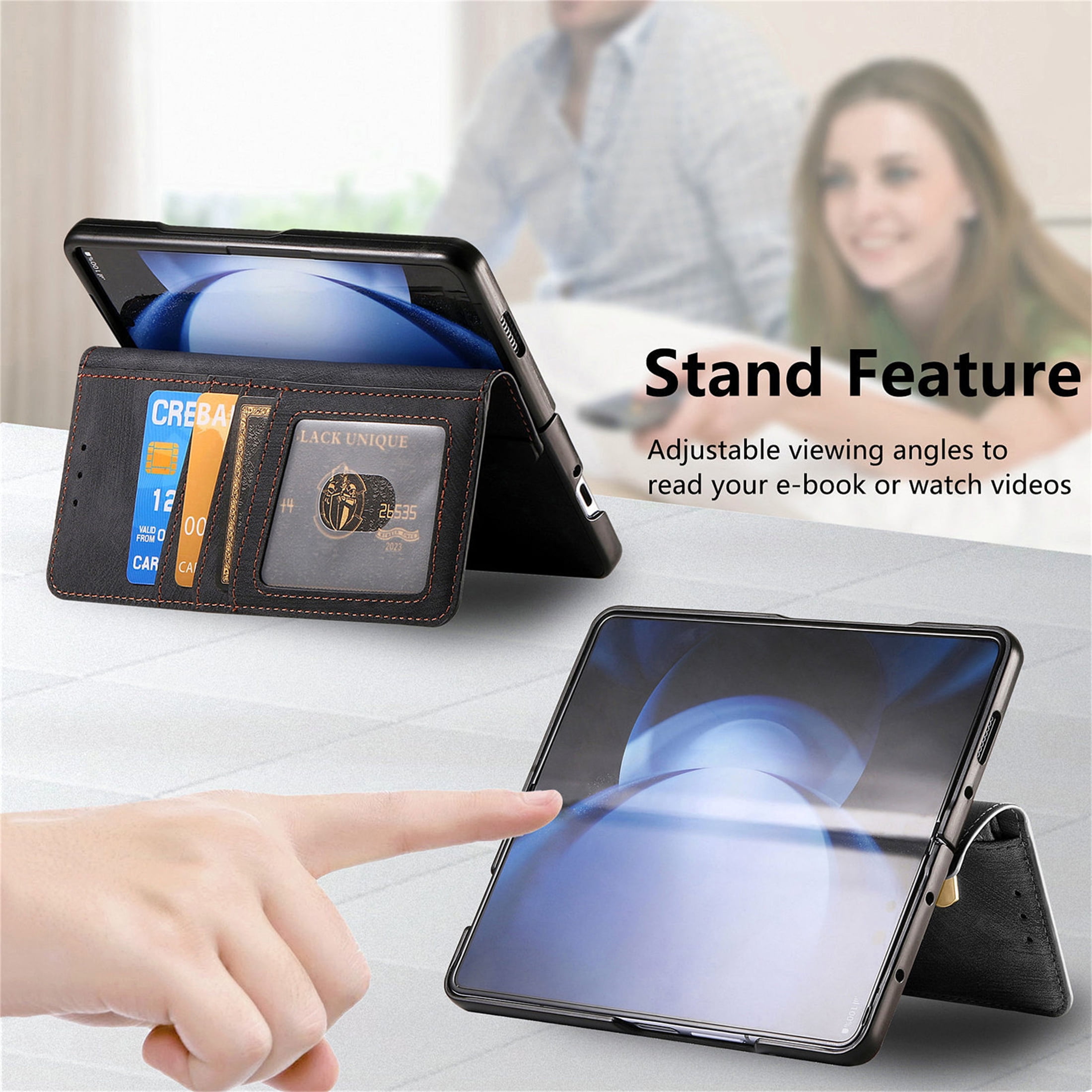 CCSmall for Samsung Galaxy Z Fold 6 5G Detachable Magnetic Wallet Phone Case, RFID Blocking Material Retro Folio Flip Leather Case Zipper Purse Cover with Card Slots for Galaxy Z Fold6 KQX Black