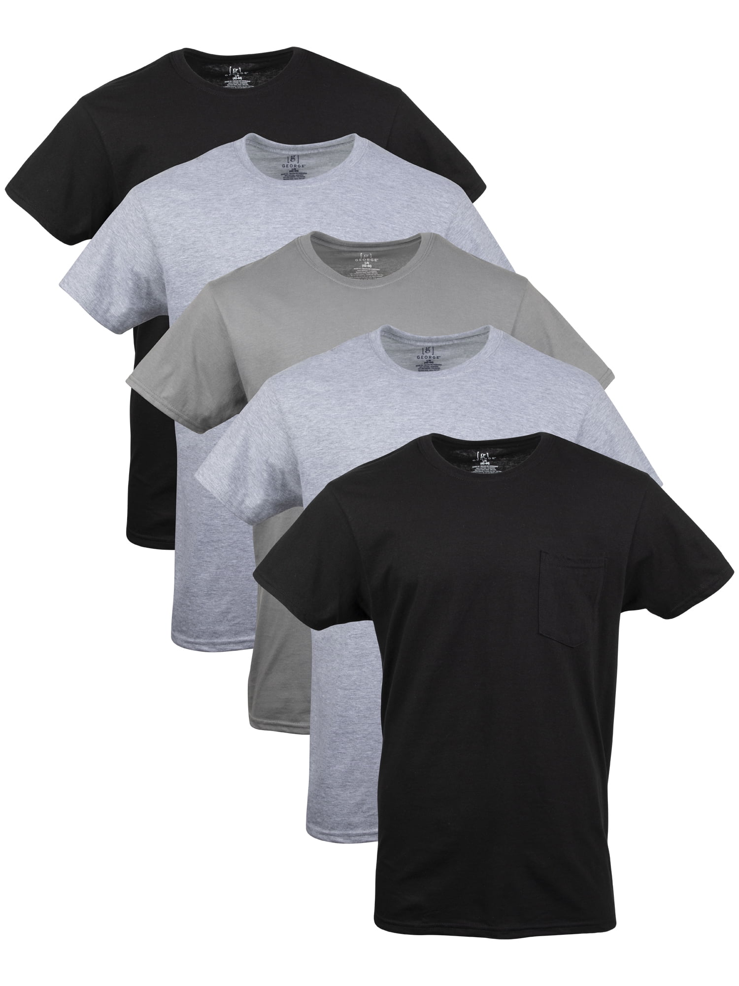 George Men's Pocket T-Shirts, 5-Pack - Walmart.com