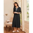 thumbnail image 2 of Ekouaer Women's Zipper Robe 3/4 Sleeves Housecoat Full Length Nightgown Soft Loungewear Robe with Pockets, 2 of 6