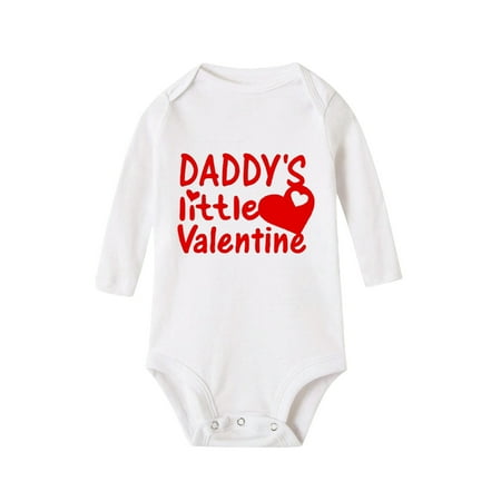

Rovga Bodysuit For Boys Kids Baby Valentine S Day Toddler Girls Boys Letter Heart Prints Long Sleeves Jumpsuit Romper