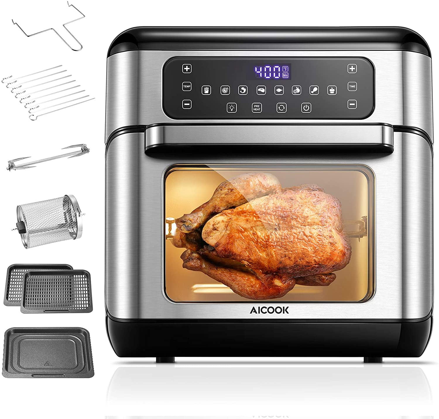 Iconites 20 Quart Air Fryer 10in1 Toaster Oven With Rotisserie Black