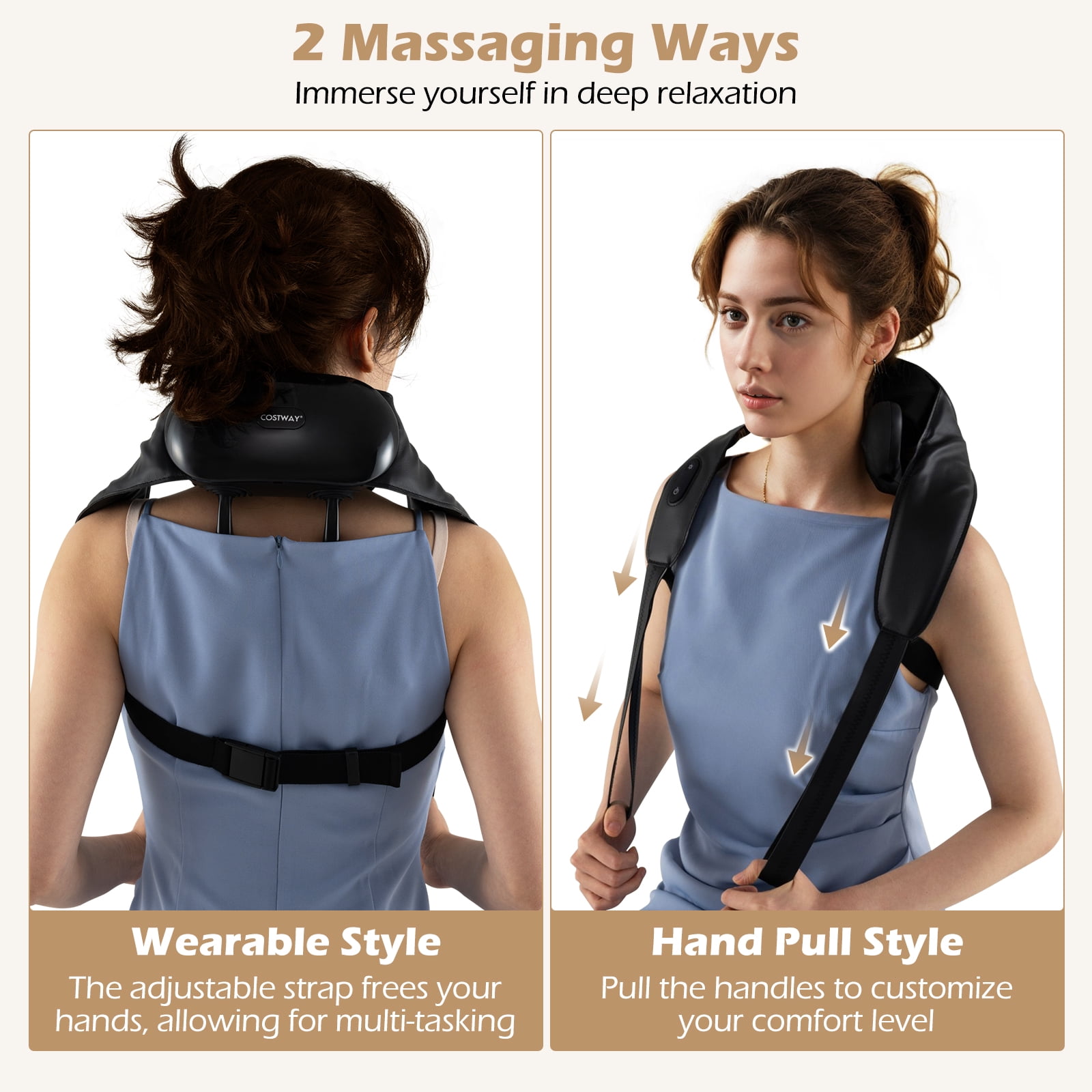 Gymax Neck Shoulder Massager w/ 2 Heat Levels for Pain Relief Neck Massager Pillow Gray