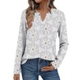 thumbnail image 5 of Long Sleeve Shirts for Women Ciffon Womens Clothing Cute Vneck Y2K Clothes Going Out Women's Tops, Tees & Blouses Grey, 5 of 8