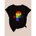 thumbnail image 3 of Victory Fist Print Black Women's Casual Fashion Top Round Neck Short Sleeve T-Shirt, 3 of 6