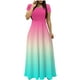 thumbnail image 1 of Vestido de Verano para las Mujeres Gradiente Impreso Cuello en V Manga Corta de la Longitud Del Tobillo Vestido, Vestido Corto de Verano, 1 of 5