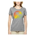thumbnail image 2 of Two Coconut Palm Trees Beach Sunset | Womens Pop Culture Graphic T-Shirt, Heather Grey, Large, 2 of 4
