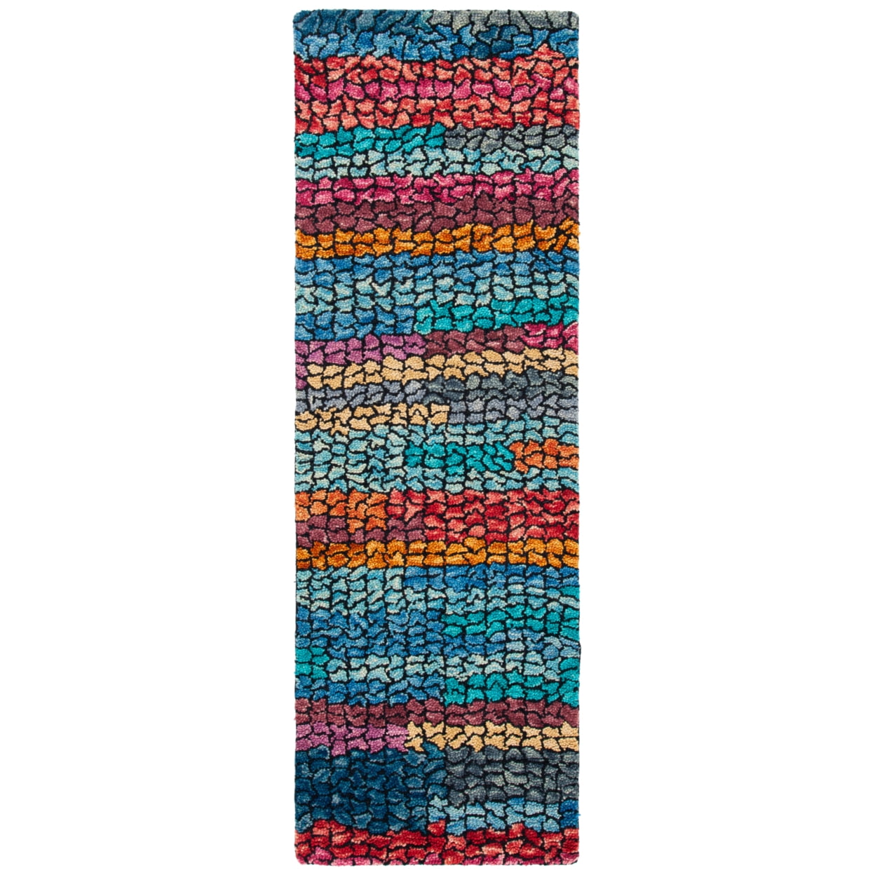 SAFAVIEH Aspen Leontyne Geometric Wool Area Rug, Navy/Red, 5' x 8'