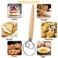 thumbnail image 3 of Danish Dough Whisk Bread Mixer, Abnaok 13” Stainless Steel & Wooden Danish Whisk - Dutch Style Artisan Blender For Bread, Batter, Cake, Pastry, and More, 3 of 6