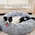 thumbnail image 3 of Calming Dog Bed for Medium Size Dogs, Anti-Anxiety Donut Medium Pet Bed Washable, Anti-Slip Round Fluffy Plush Faux Fur Puppy Bed, Fits up to 45 lbs Pets (Dark Grey, 30"), 3 of 14