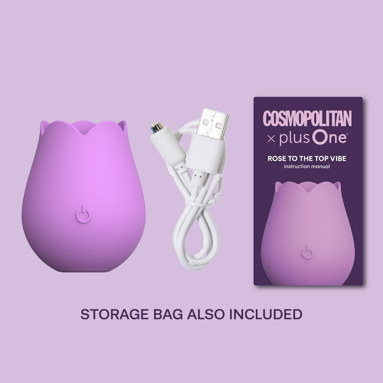 plus one rose toy review Cosmopolitan X plusOne 'Rose to the Top' Vibrator with Storage Bag,  Magnetic Charging and USB Cable, Lavender