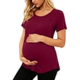 thumbnail image 3 of RongHuan Women's Maternity Shirts Short Sleeve Split Hem Pregnancy Tops Comfy Crew Neck T Shirt, 3 of 8