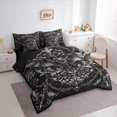 thumbnail image 2 of Castle Fairy Gothic Bat Queen Bedding 7pcs,Vintage Flower Damask Bedding Comforter Set Queen,Gray Black,Black Reversible, 2 of 7