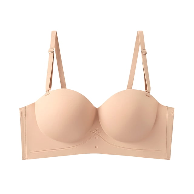 Jienlioq Women's Strapless Bra Women's Solid Color Non Slip and Seamless Underwear Women's Collection of Side Breasts Small Breasts Gathered Bra Rollback