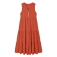 thumbnail image 5 of YuXingFu Loose Cotton Casual Dresses Women Maxi V-Neck Plus Size Womens Dress Sleeveless Button Long Casual Summer Orange S, 5 of 5