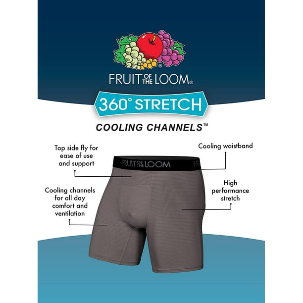 Men's 4 Fruit of the Loom Black,Gray Boxer Brief Cotton Micro-Mesh Underwear  M L