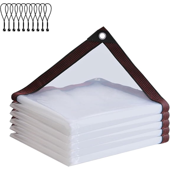 Clear Tarps Heavy Duty 4x6ft Plastic tarps for Chicken Coop | With grommets,Transparent,Anti-,Porch cover