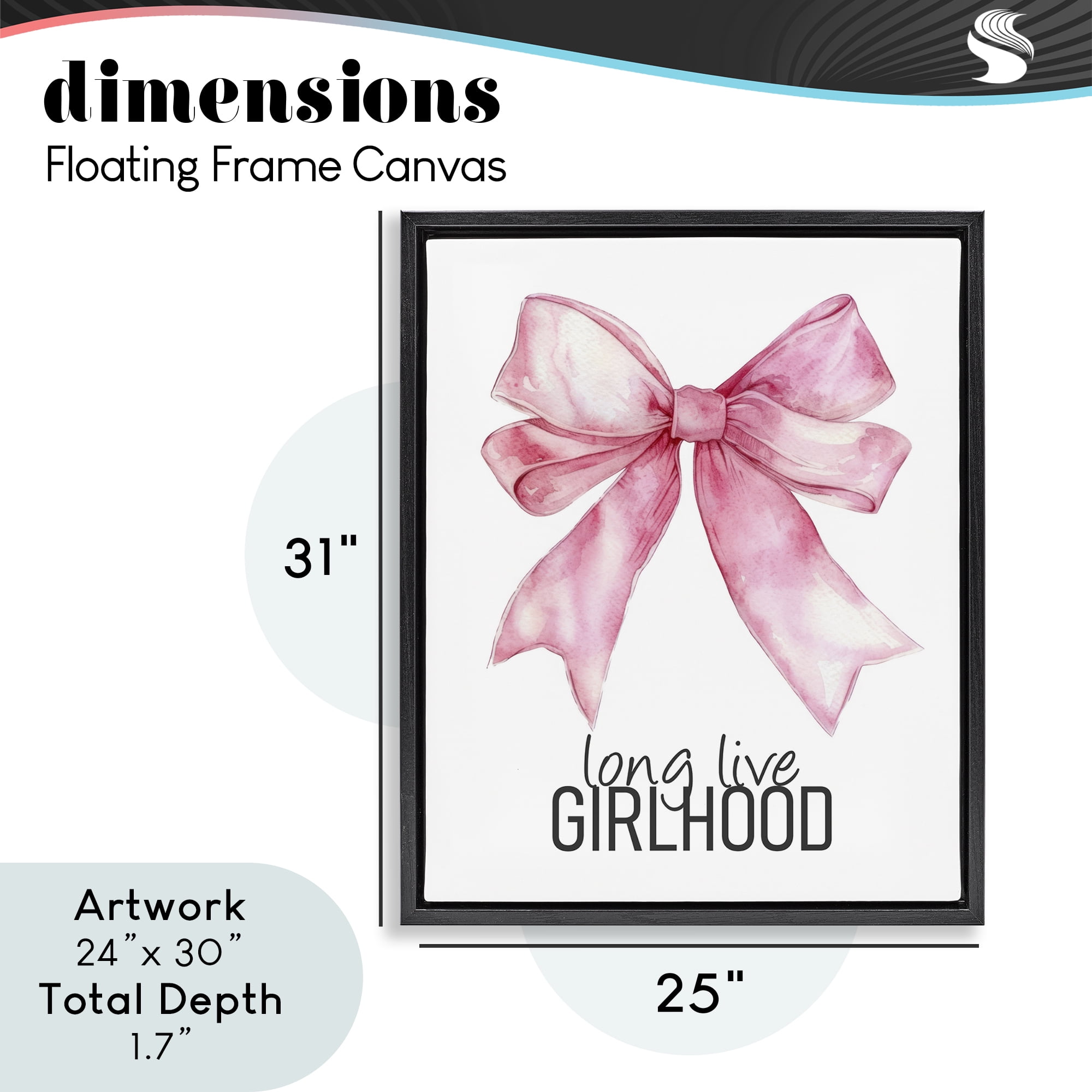Long Live Girlhood Black Framed Floater Canvas Wall Art, design by Kim Allen