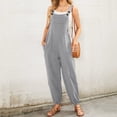 thumbnail image 2 of Overol sin mangas para mujer, estilo casual, de verano, pierna ancha, pantalones bottons, manga larga, con botones Gris Extra Grande Gris Extra Grande Xishao ropa, 2 of 2