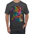 thumbnail image 1 of Colorful Cat Portrait | Cat Lover Owner | Dean Russo Art Animal Lover Men's T-Shirt, Heather Black, S, 1 of 5