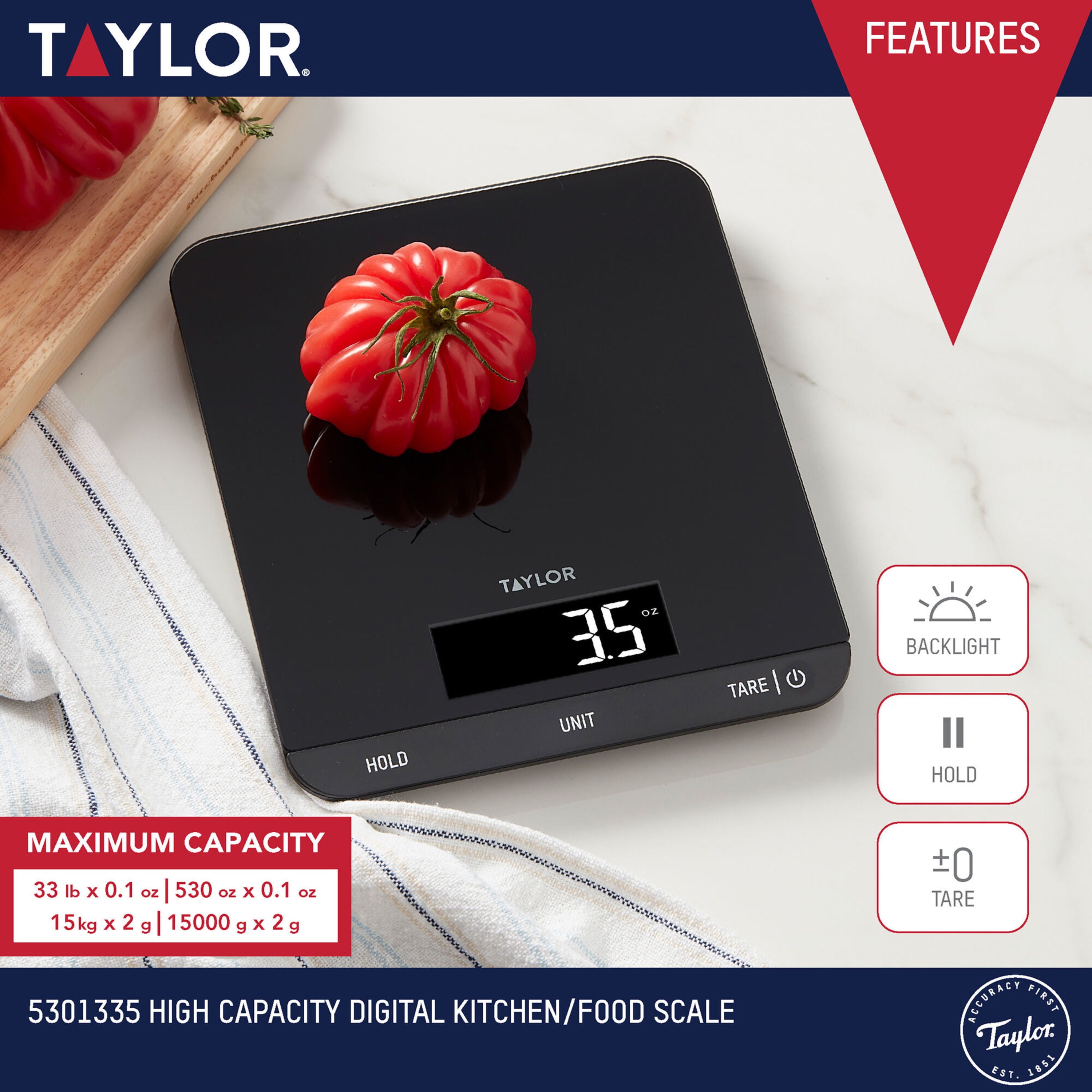 Taylor 33lb High Capacity Kitchen Scale