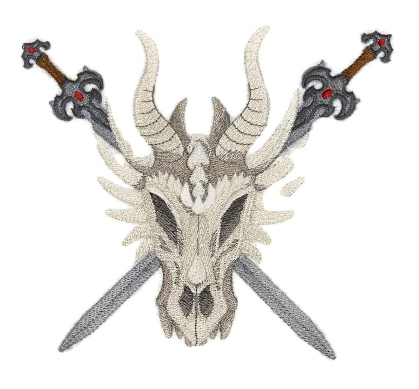 Custom Dragon Skull Embroidery Iron On/Sew Patch (6.61" x 5.87")