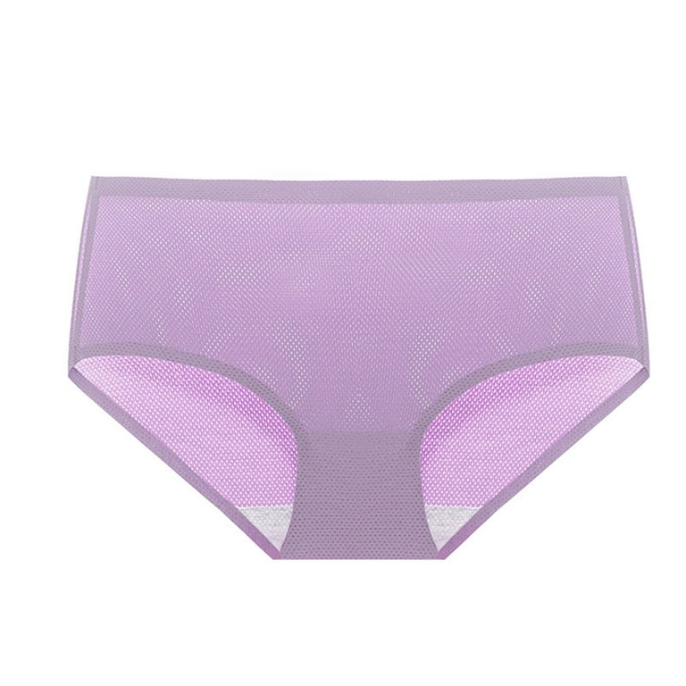 Fashion Underwear! Women's Underwear High Waist Ice Silk Seamless  Breathable Briefs Panties Multipack M Light Purple 