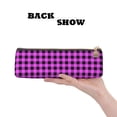 thumbnail image 3 of Xecao Purple Black Buffalo Plaid Print Leather Pencil Case -Stationery Bag Pen Holder for Work & Office, 3 of 5
