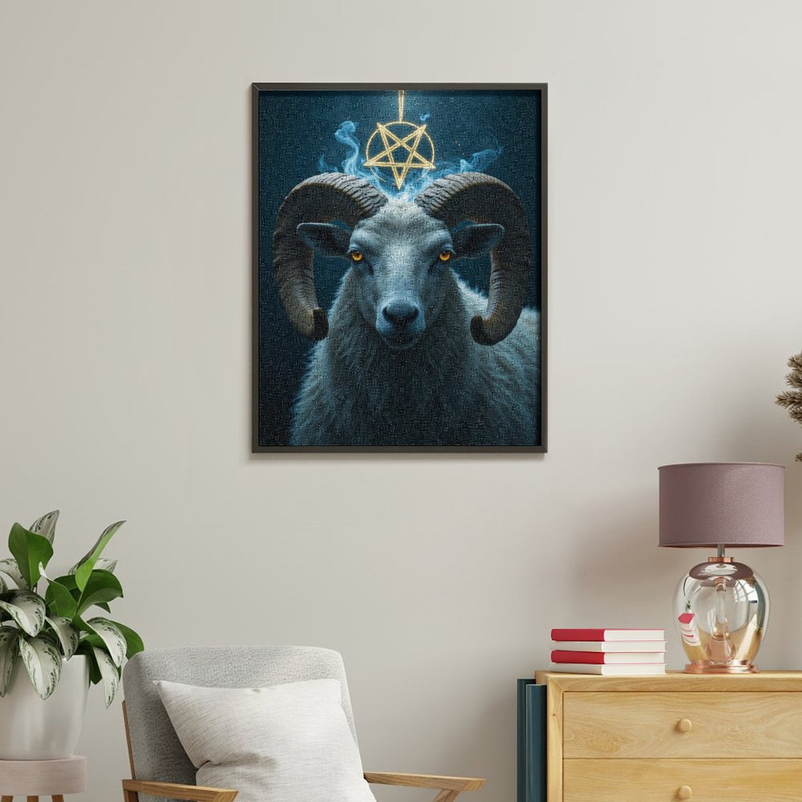 Paint By Numbers Kit for Adults Beginner - DIY Ram Illuminated Mystical Aura Canvas Painting Kits for Adults, Frameless Paint By Number for Adults for Home Wall Decor 16x20 Inch