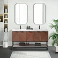 thumbnail image 3 of Mahon 60MB" Double Bath Vanity in N.A Deep Walnut with White Grain Stone &Mirror, 3 of 16