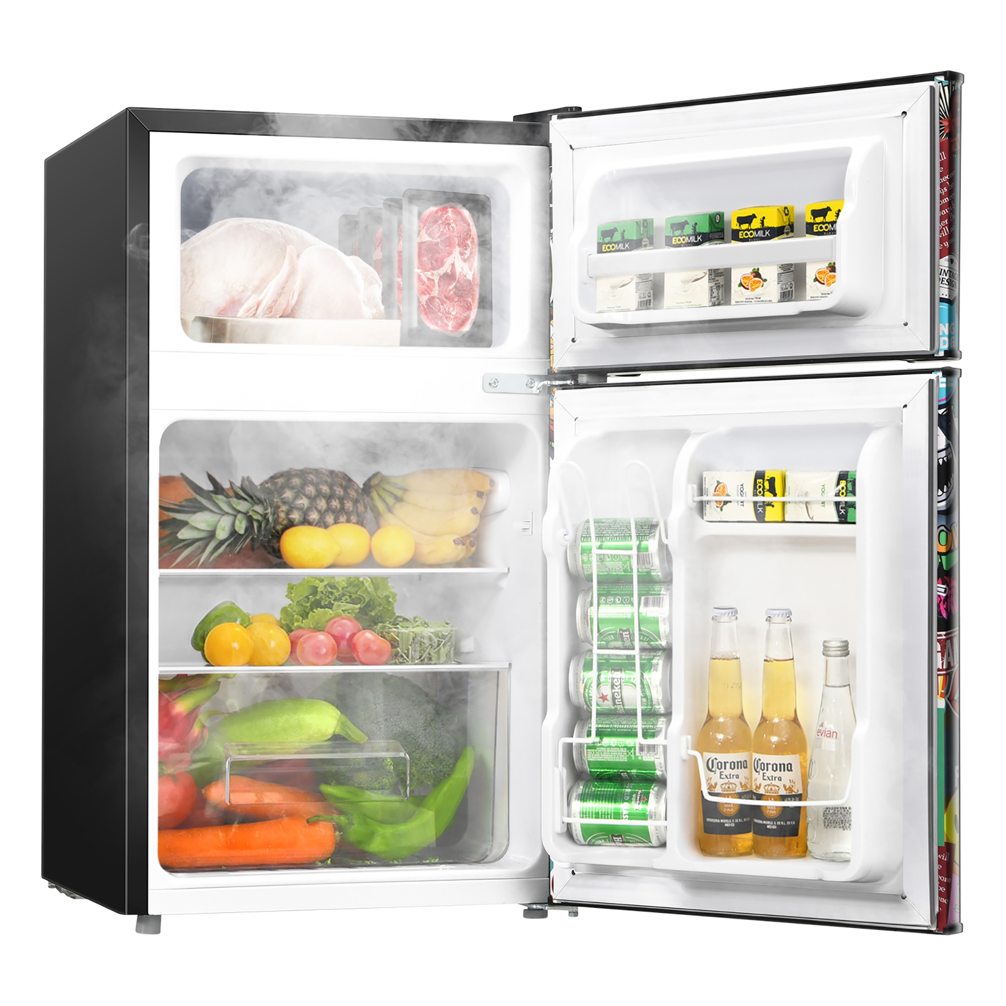 Costway 3.3 CU.FT. Compact Refrigerator w/ Freezer 2 Reversible Door