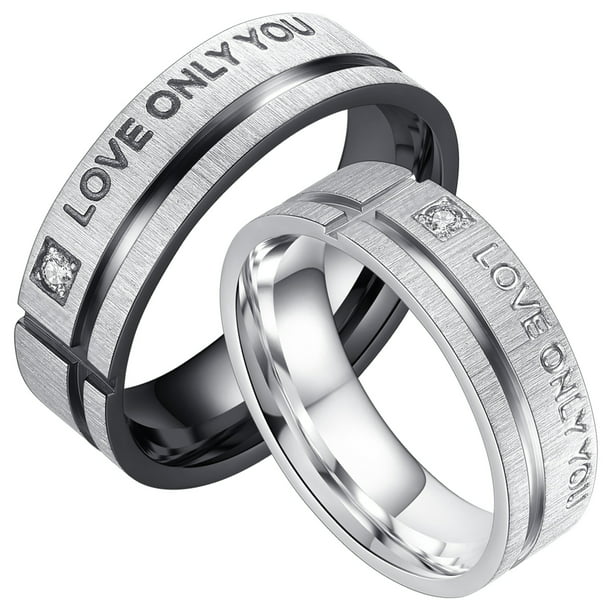 Aij Arcoirisjewelry Couple S Promise Ring Love Only You His And Her Matching Wedding Band In Stainless Steel For Men And Women Walmart Com Walmart Com