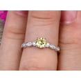 thumbnail image 2 of 1.50 Carat Art Deco Style 6mm Round Champagne Diamond Moissanite Ring on 10k White Gold Vintage Style, 2 of 5