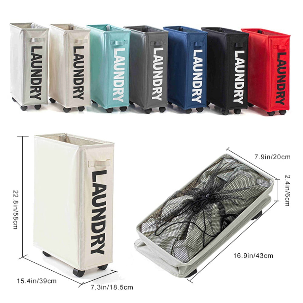 Aluminum Alloy Frame Laundry Basket Dirty Clothes Basket Tall Wheel Dirty Clothes Household