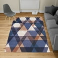 thumbnail image 2 of Geometric Turkish Area Rug, Abstract Geometric Pattern Vintage Inspired Retro Colors Old Style Graphic Art, Soft Carpet for Living Room Decor with Distressed Look, 4' X 5.7', Dark Violet, by Ambesonne, 2 of 4