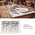 thumbnail image 3 of Placemats Set of 4, Blue Grey Eucalyptus Woven Placemat, Linen Place Mats for Kitchen/Dining Tables, Farmhouse Weeping Leaves on Linen Washable Table Mats for Party, 3 of 8