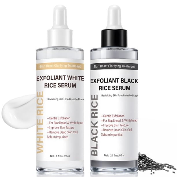 Exfoliante de arroz, dúo de ampollas exfoliantes de arroz iluminador, exfoliante suave para rostro y cuerpo, fórmula ligera e hidratante para todo tipo de piel, 154 ml (1 juego)