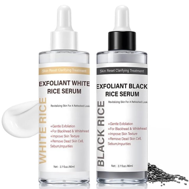 Exfoliante de arroz, dúo de ampollas exfoliantes de arroz iluminador, exfoliante suave para rostro y cuerpo, fórmula ligera e hidratante para todo tipo de piel, 154 ml (1 juego)