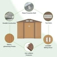 thumbnail image 6 of JAXSUNNY 8' x 8' Garden Tool Storage Utility Shed, Outdoor House Galvanized Steel W/ Sliding Door, 4 Vents, Brown, 6 of 8