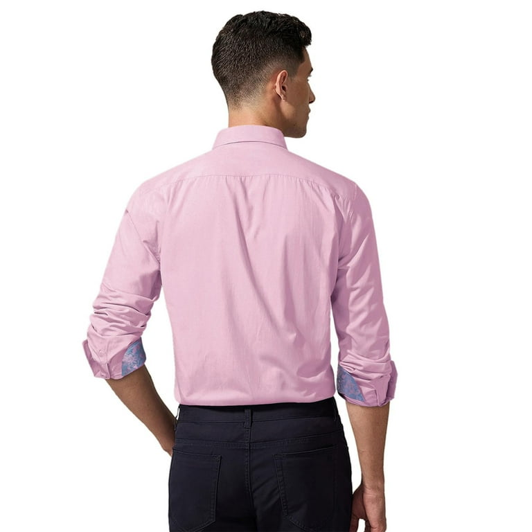 Hisdern Men's Pink Purple Splicing Dress Shirt For Office Wear 2XL Hisdern Men's Pink Purple Splicing Dress Shirt For Office Wear 2XL