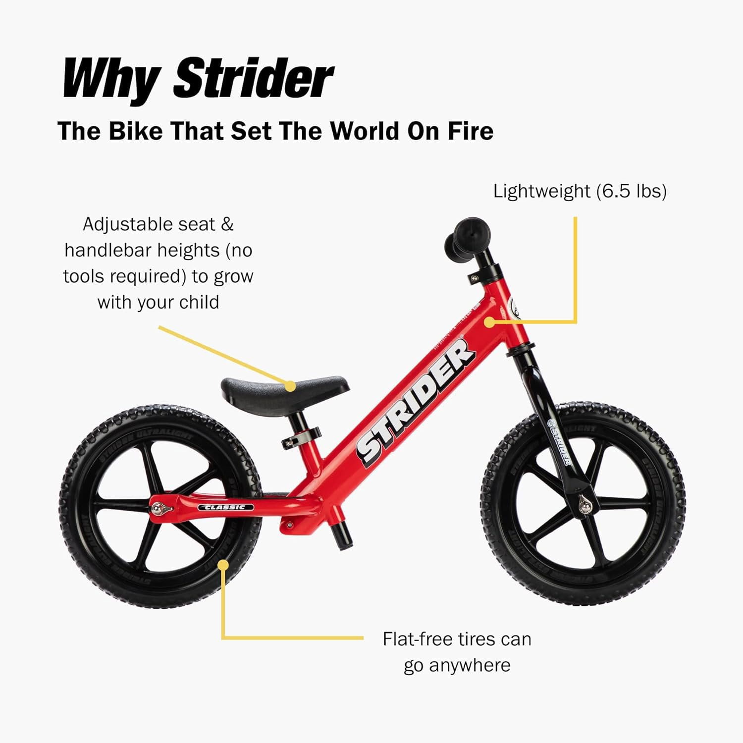 Strider Classic Entry Toddler Balance Bike, 12