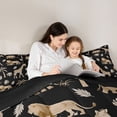 thumbnail image 4 of Castle Fairy Wildlife Giraffe Lion Elephant King Bedding 7pcs,Tropical Jungle Animal King Bed in a Bag,Black Cream,Black Reversible, 4 of 7