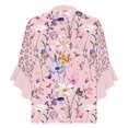 thumbnail image 4 of Babysbule Womens Ruffle 3/4 Sleeve Top Flowers Printing V-Neck Button Down Casual Loose Top for Spring Summer, 4 of 5