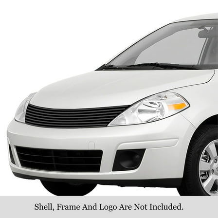 2007-2011 Nissan Versa Stainless Steel Black Powder Coated Finish 8X6 Horizontal Billet Black Stainless Steel Billet Grille