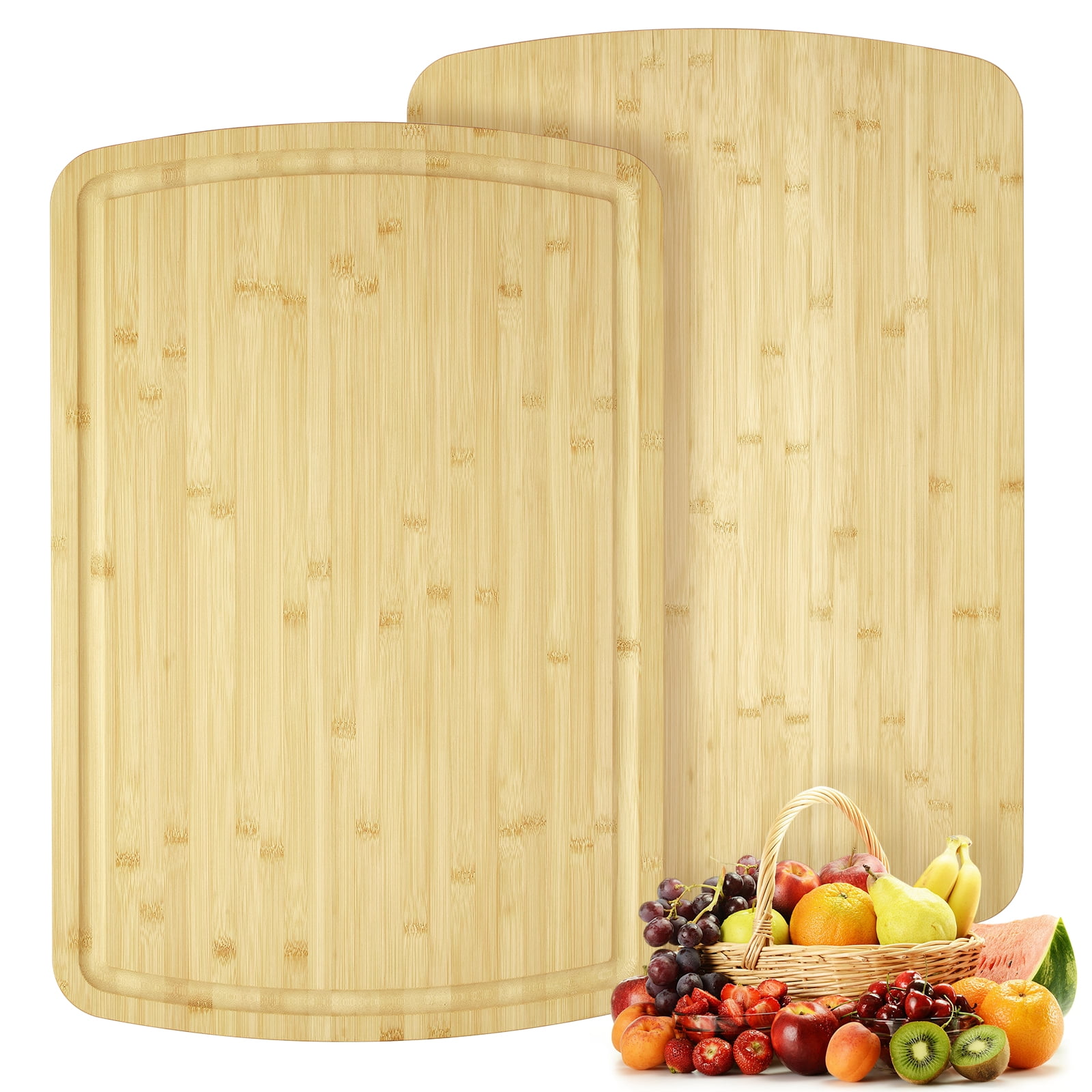 Extra Large 30" x 20" Bamboo Cutting Board for Kitchen, Reversible Butcher Block Chopping Board with Juice Groove, Heavy Duty Deli Platter, Stove Top & Over Basin Cover, Knife-Friendly & Easy Clean