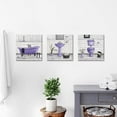 thumbnail image 2 of HOMEOART Bathroom Wall Art Bath Tub Painting Picture Bathroom Wall Decor Framed Ready to Hang 12x12inchx3 Purple C55, 2 of 2