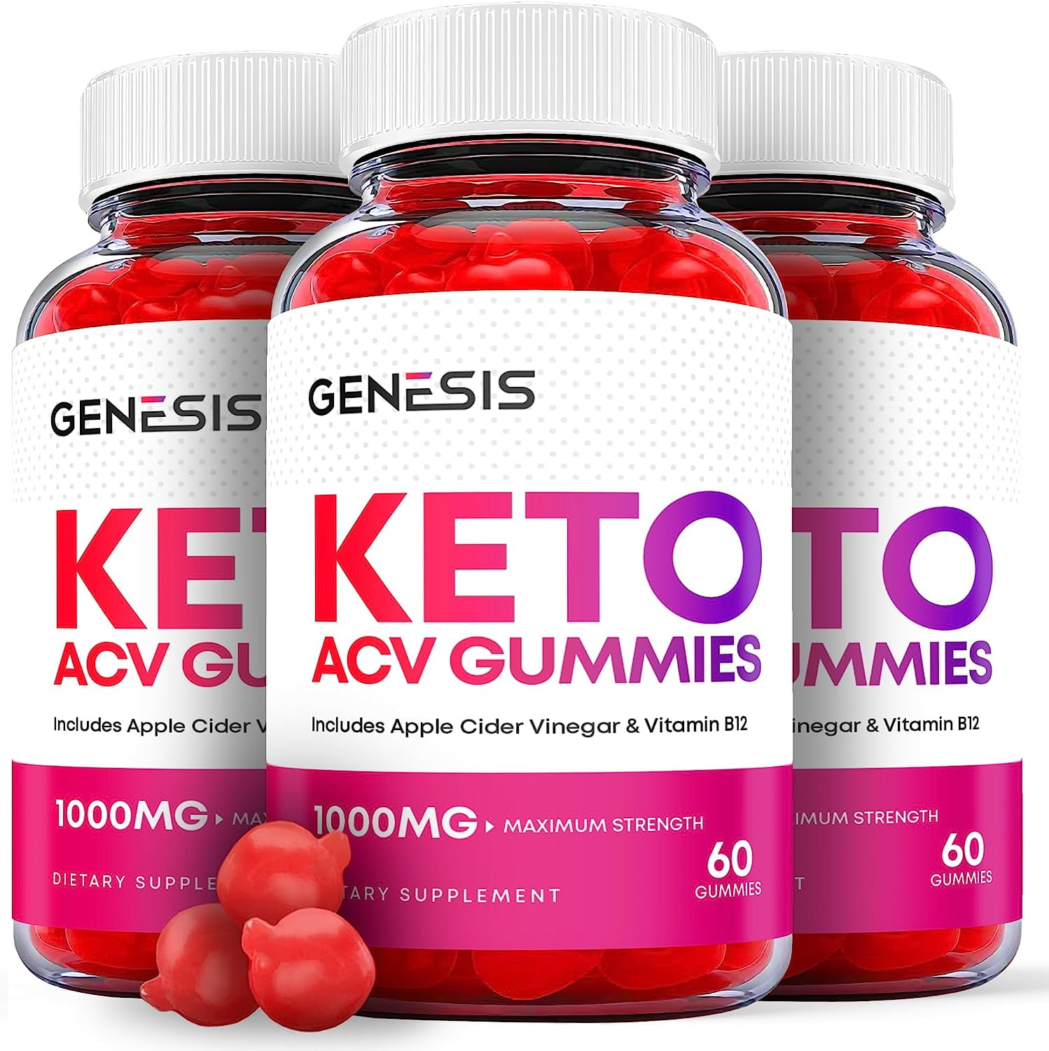 3 Pack Genesis Keto Acv Gummies Supplement For Weight Loss Energy And Focus Boosting Dietary