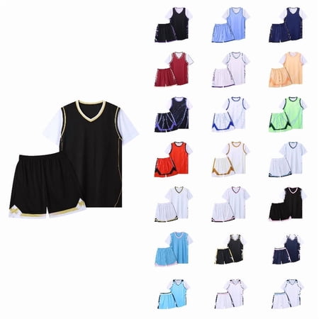 Boys Summer Clothing Sets Quick Dry Loose Athletic Performance Crew Neck T-Shirt and Short Outfit for Sports Kids Soccer 7-8 Years