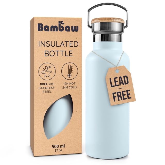 Botella Térmica Bambaw de Acero Inoxidable 500 ml Color Azul Hielo